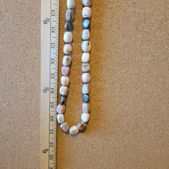 Long Chunky Pink Stone Necklace with Silver Beads, EUC - Picture 7 of 8
